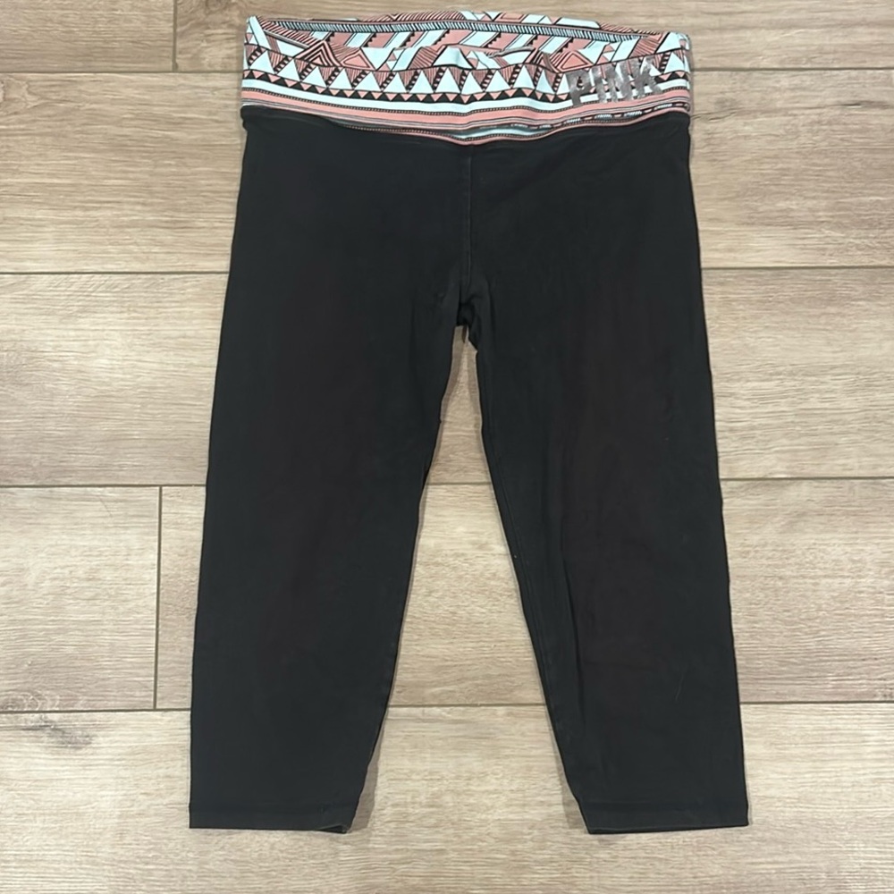 Victoria’s Secret Pink Aztec Southwestern Print Foldover Capri Leggings
